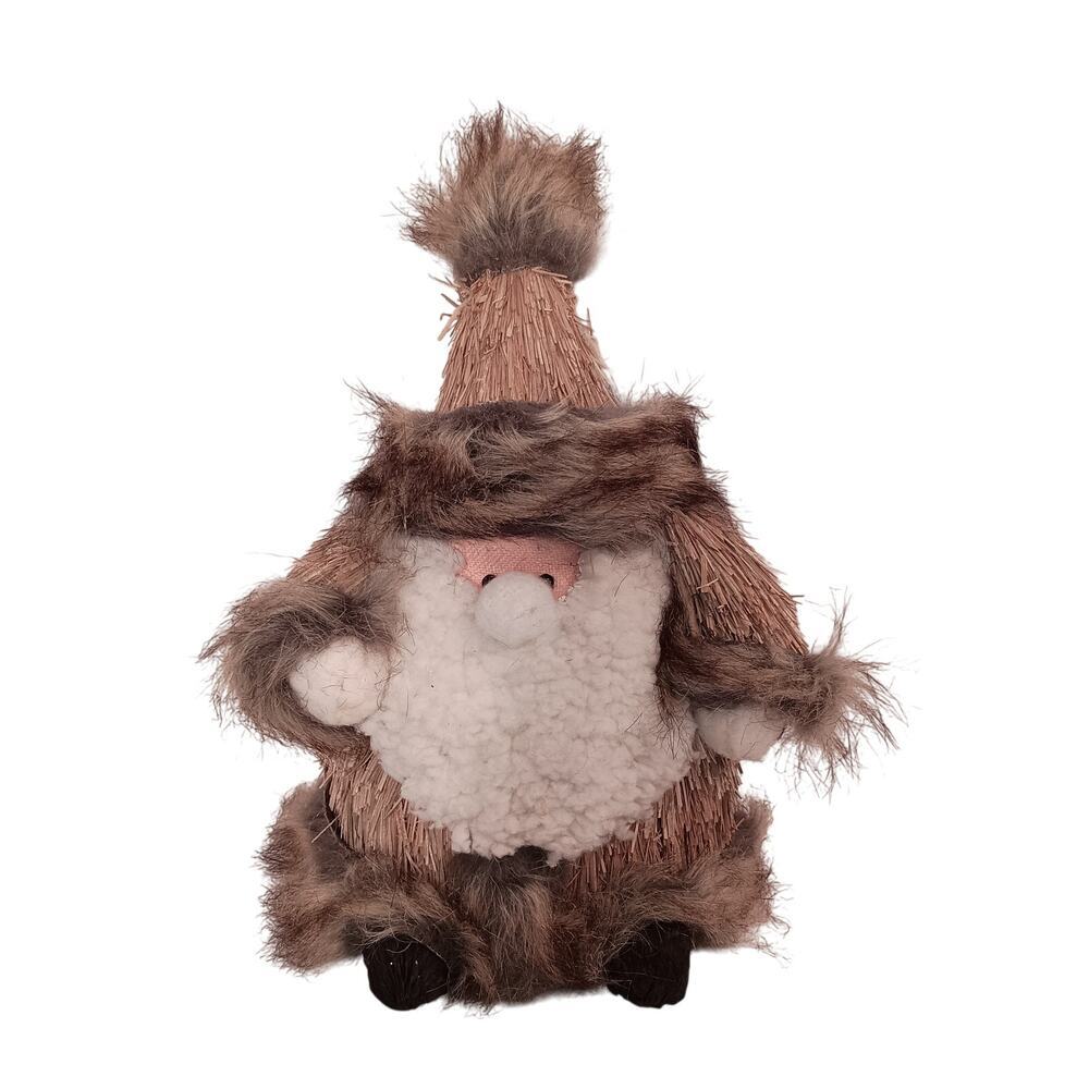 Gnome St Nicholas/Santa Straw with Faux Fur, Unique Christmas Decoration